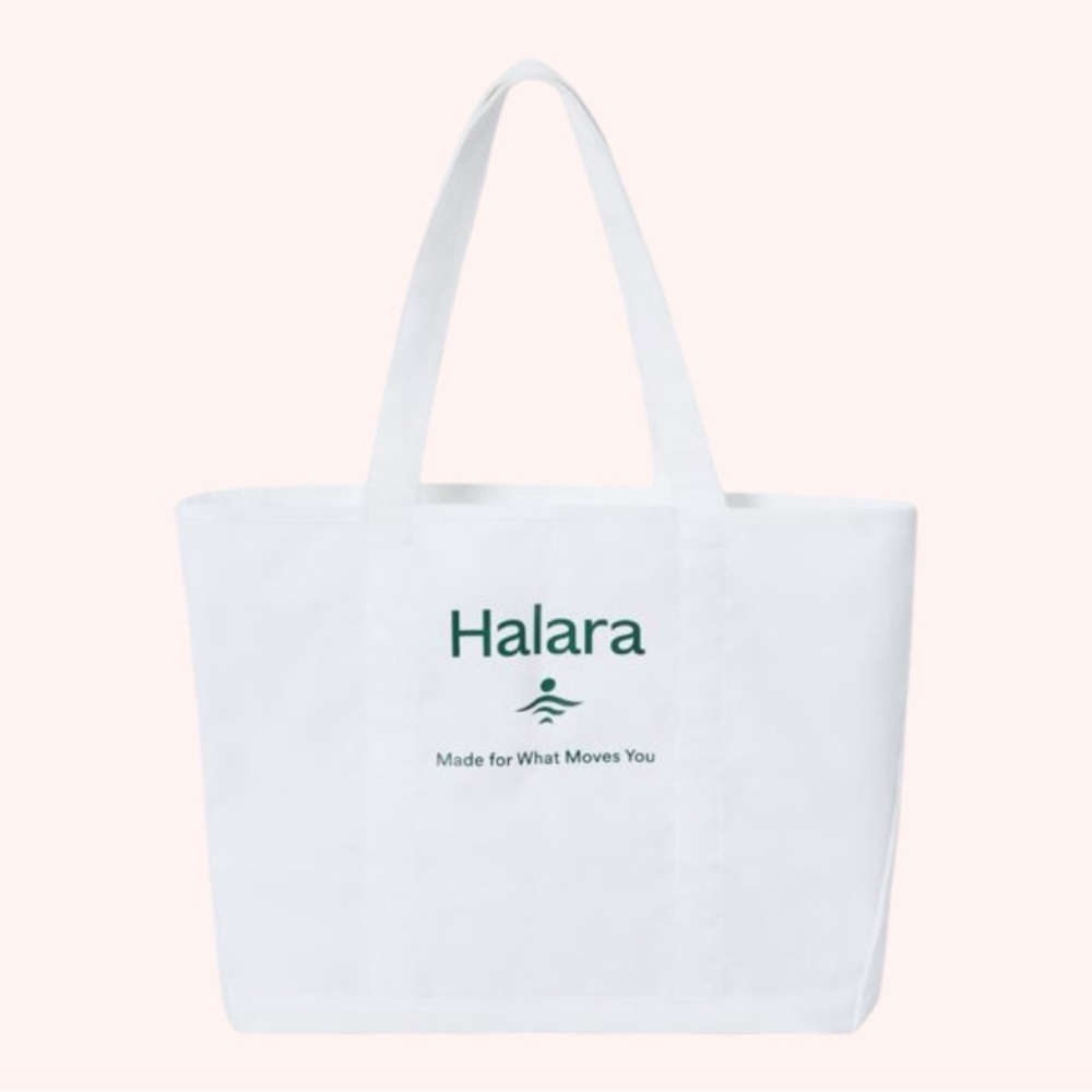 Halara Letter Print Casual White Large Basic Beach Canvas Tote Bag NWT OS